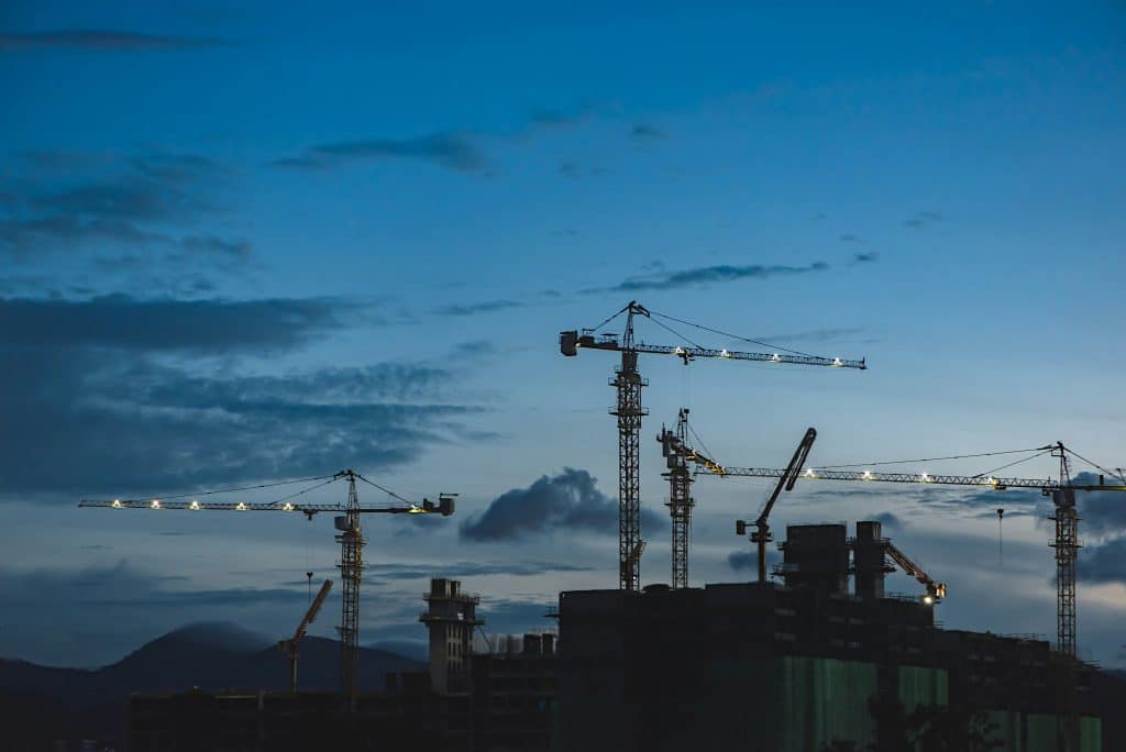 cranes on a construction site
