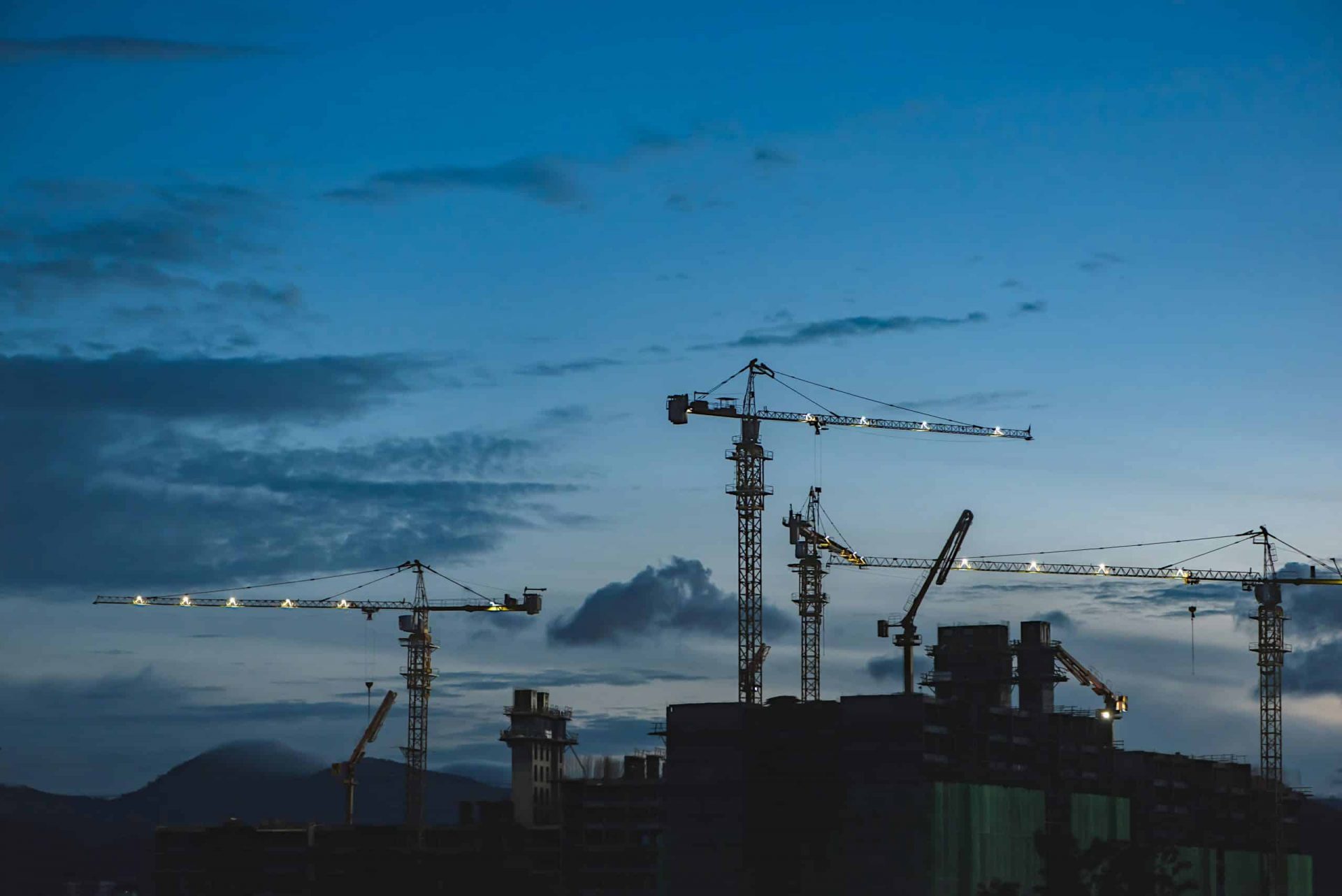 cranes on a construction site