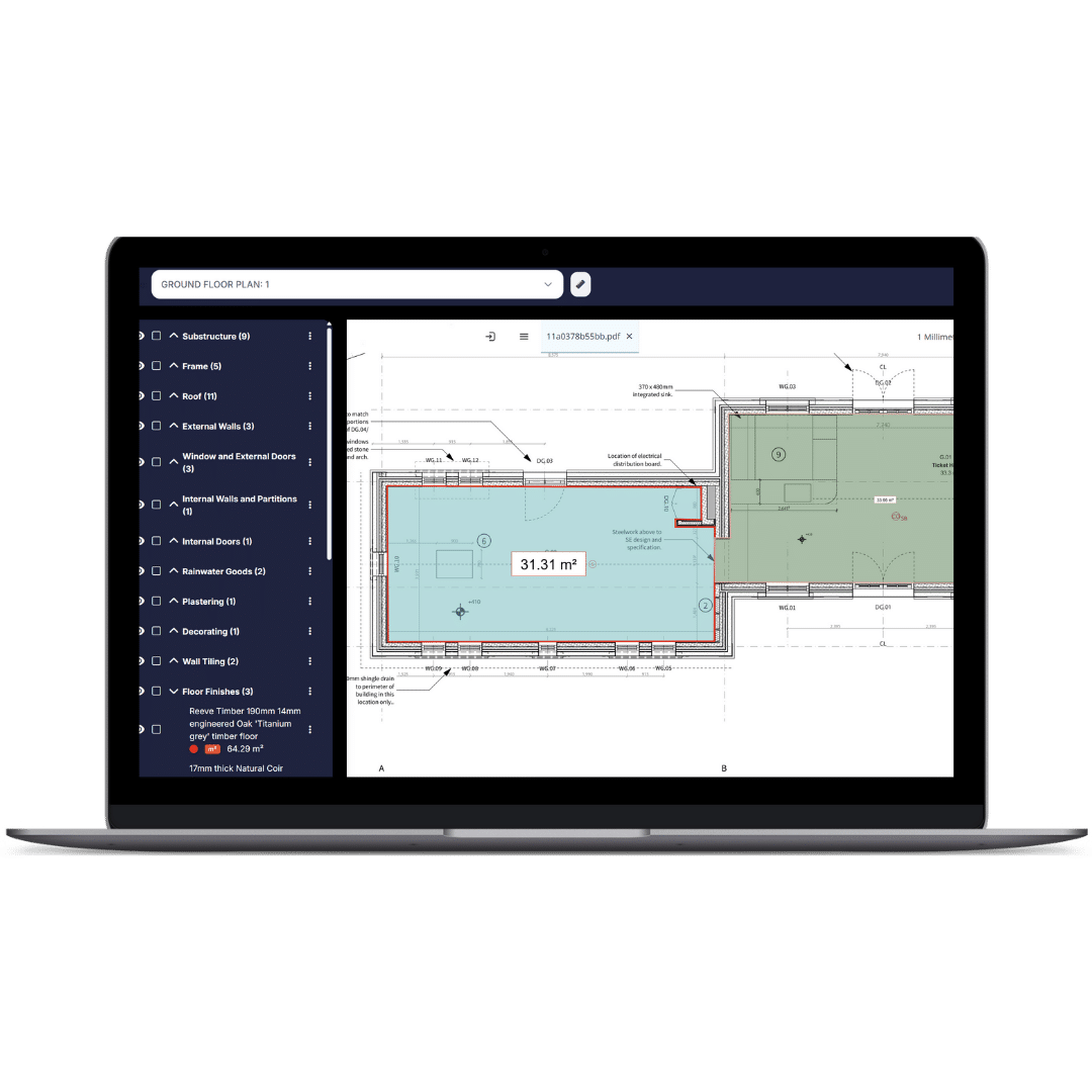 construction plan takeoffs screenshot