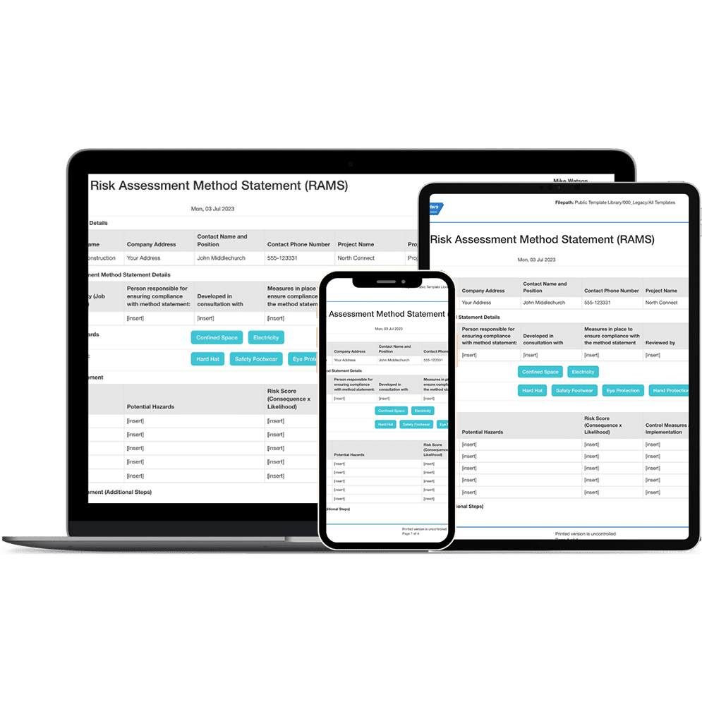 Health and safety risk assessments software example