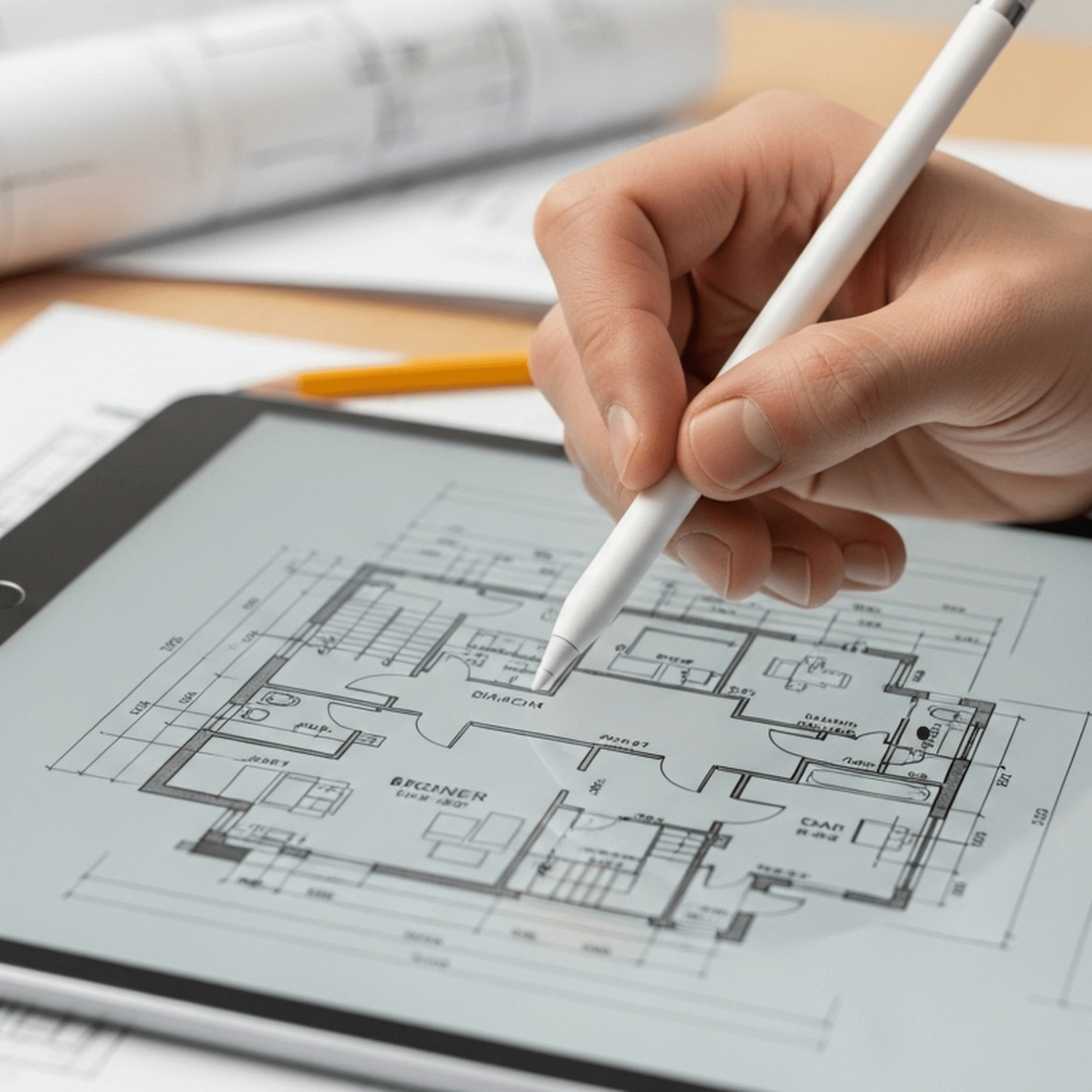 digital plan view in a tablet